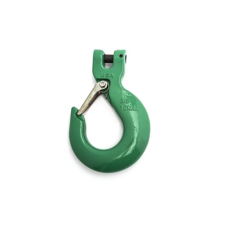 Apex Tool Group 1/2" Quik-Alloy Pl Sling Hook Withlatch, Grade 100, Painted Green 5746895PL